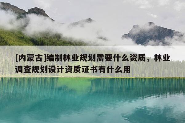 [內蒙古]編制林業規劃需要什么資質，林業調查規劃設計資質證書有什么用