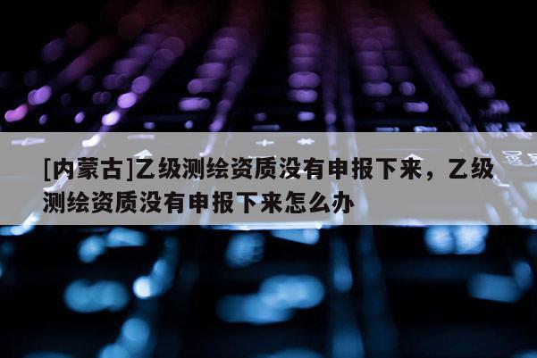 [內蒙古]乙級測繪資質沒有申報下來，乙級測繪資質沒有申報下來怎么辦